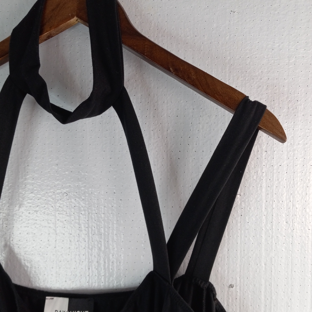 Day&Night 2X Long Sleeved Choker Strappy Cold Shoulder Body Suit in Black - Picture 7 of 15